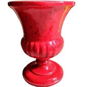 Small RED Vintage Decorative Ceramic Tulip Urn Vase